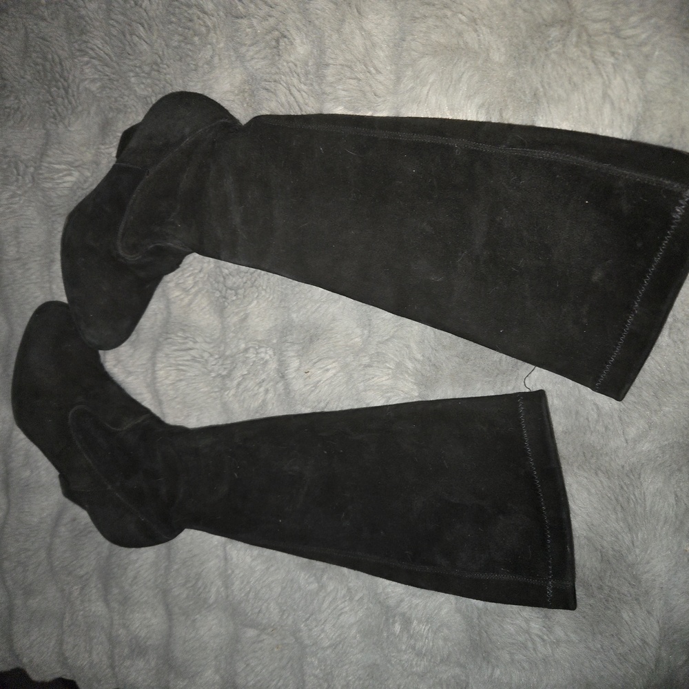 Bally Size 35.5 Black  Suede Knee High Wedge Heeled Boots